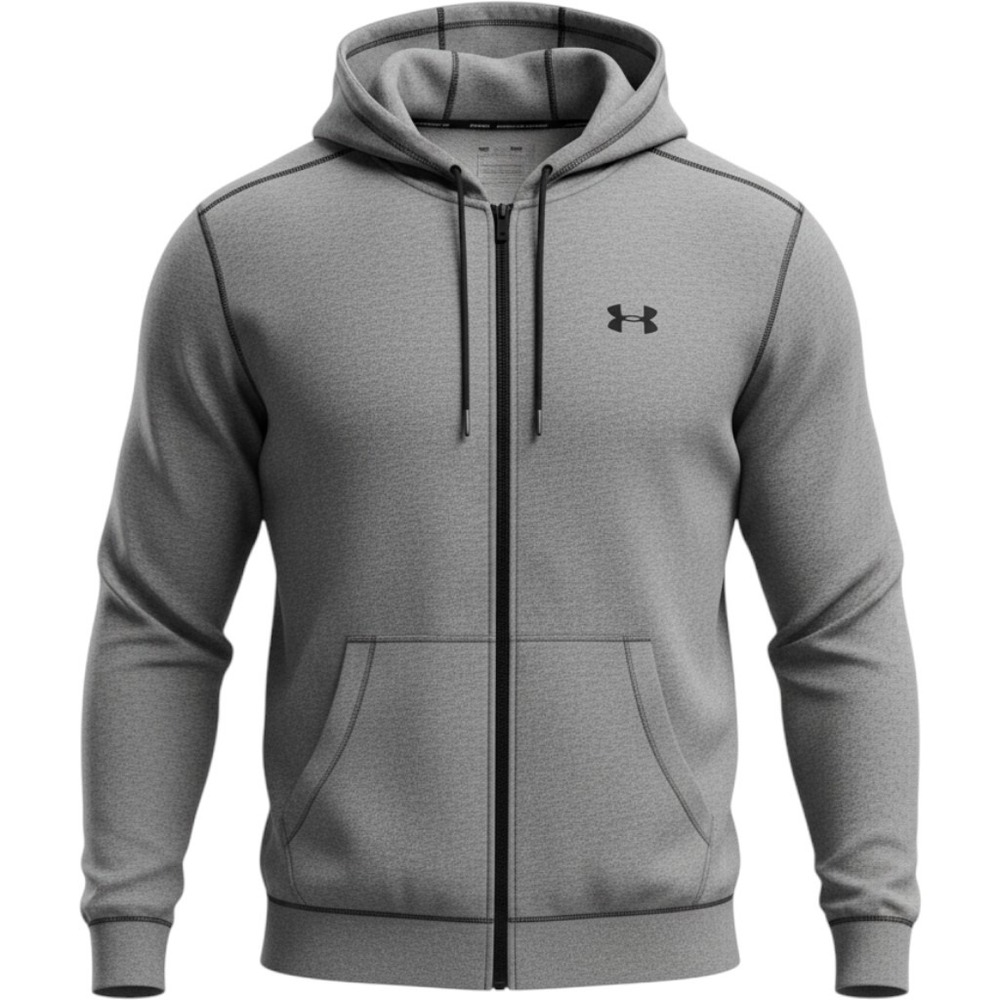 Under Armour Mens Gray Heather Full Zip Hoodie Loose Fit Large LG Activewear